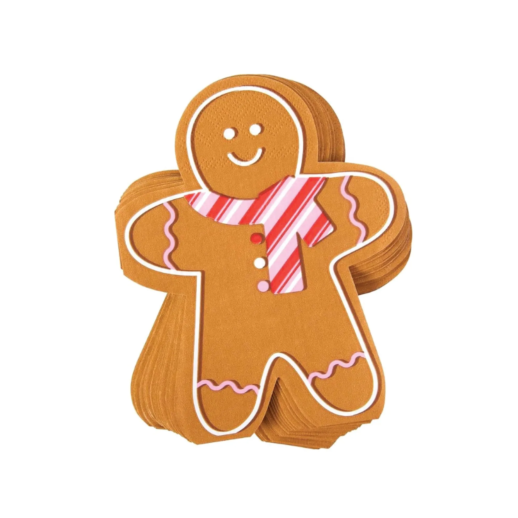 Pink & Red Scarf Gingerbread Man Dessert Napkins 20ct
