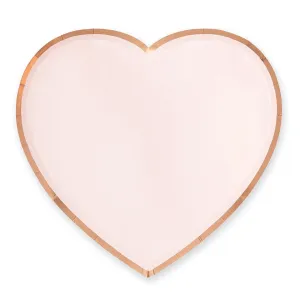 Pink & Rose Gold Heart Shaped Lunch Plates 8ct