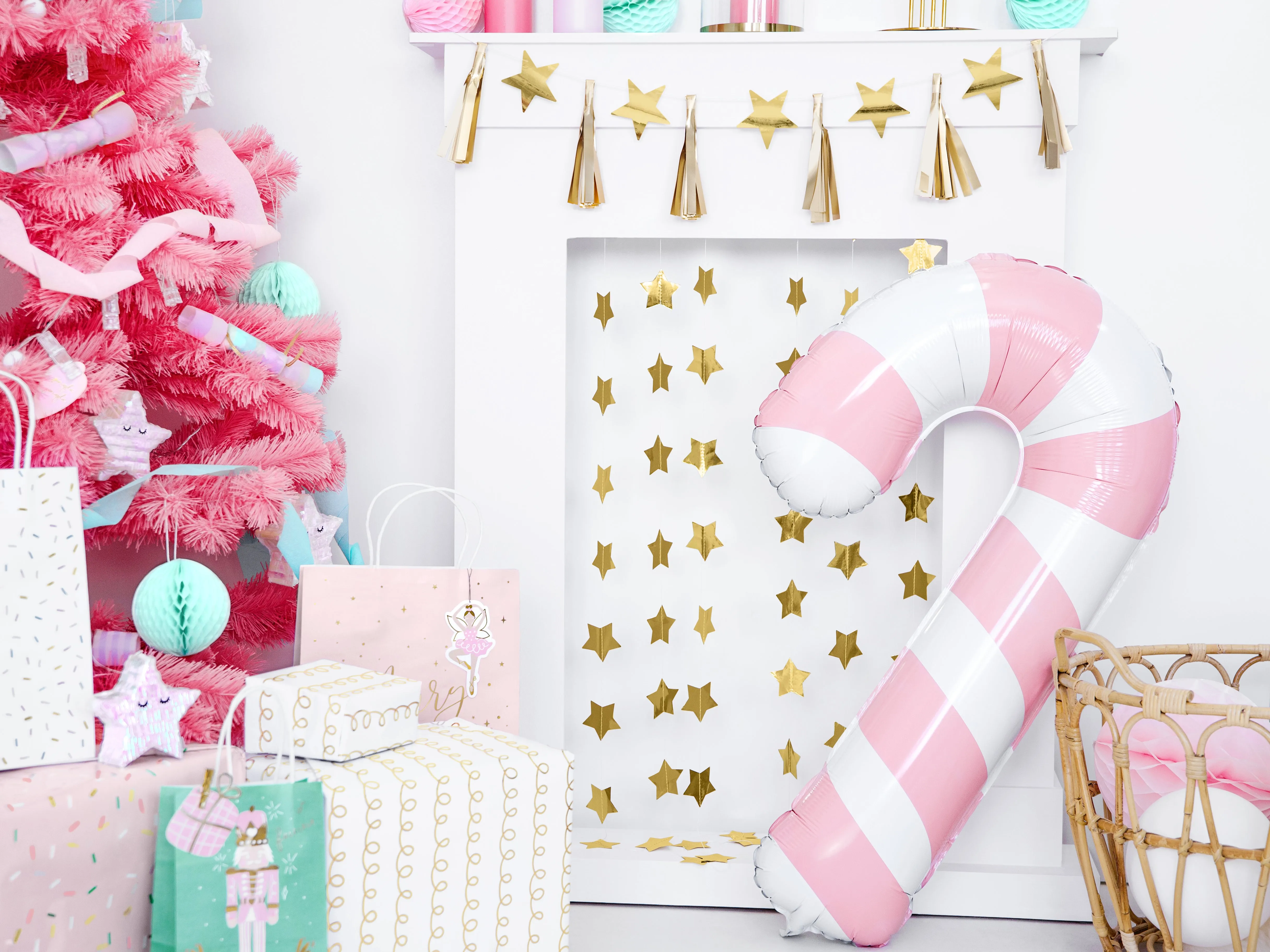Pink Candy Cane Foil Balloon 32