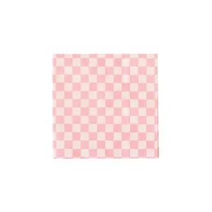 Pink Checkered Dessert Napkins 20ct