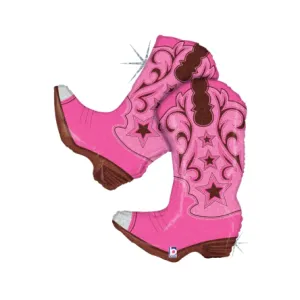 Pink Dancing Cowgirl Boots Balloon 36in