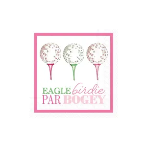 Pink Eagle Birdie Par Bogey Golf Dessert Napkins 20ct