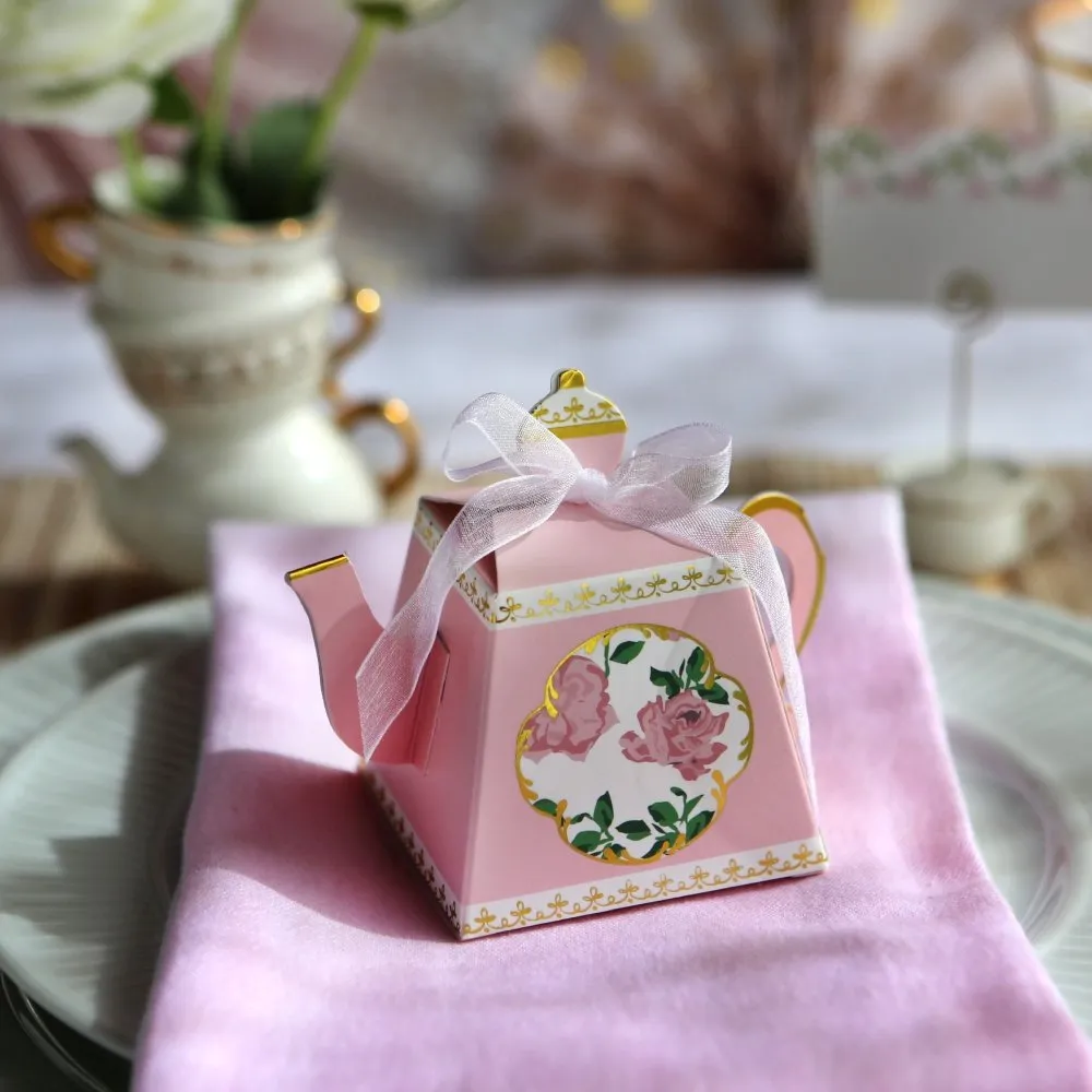 Pink Floral Tea Time Favor Boxes 24ct
