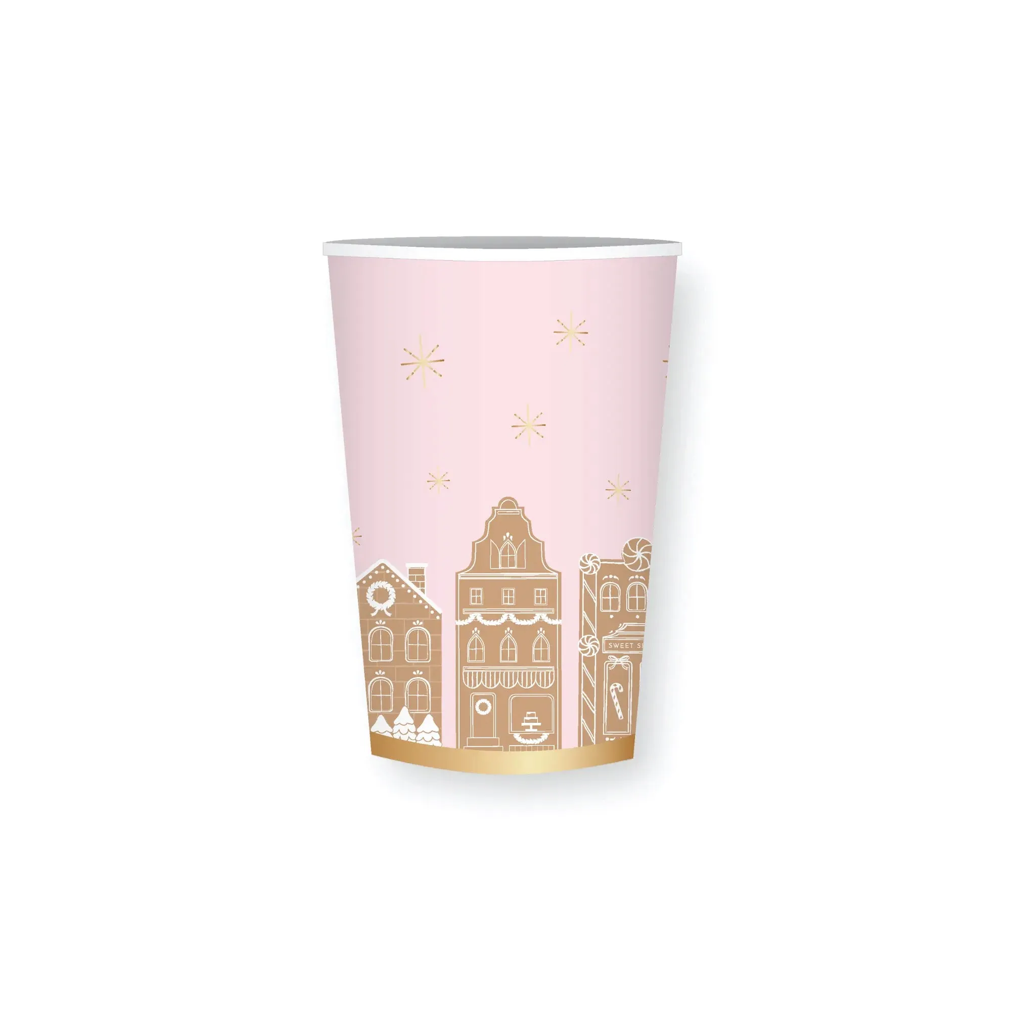 Pink Gingerbread House Village Paper Cups 8ct