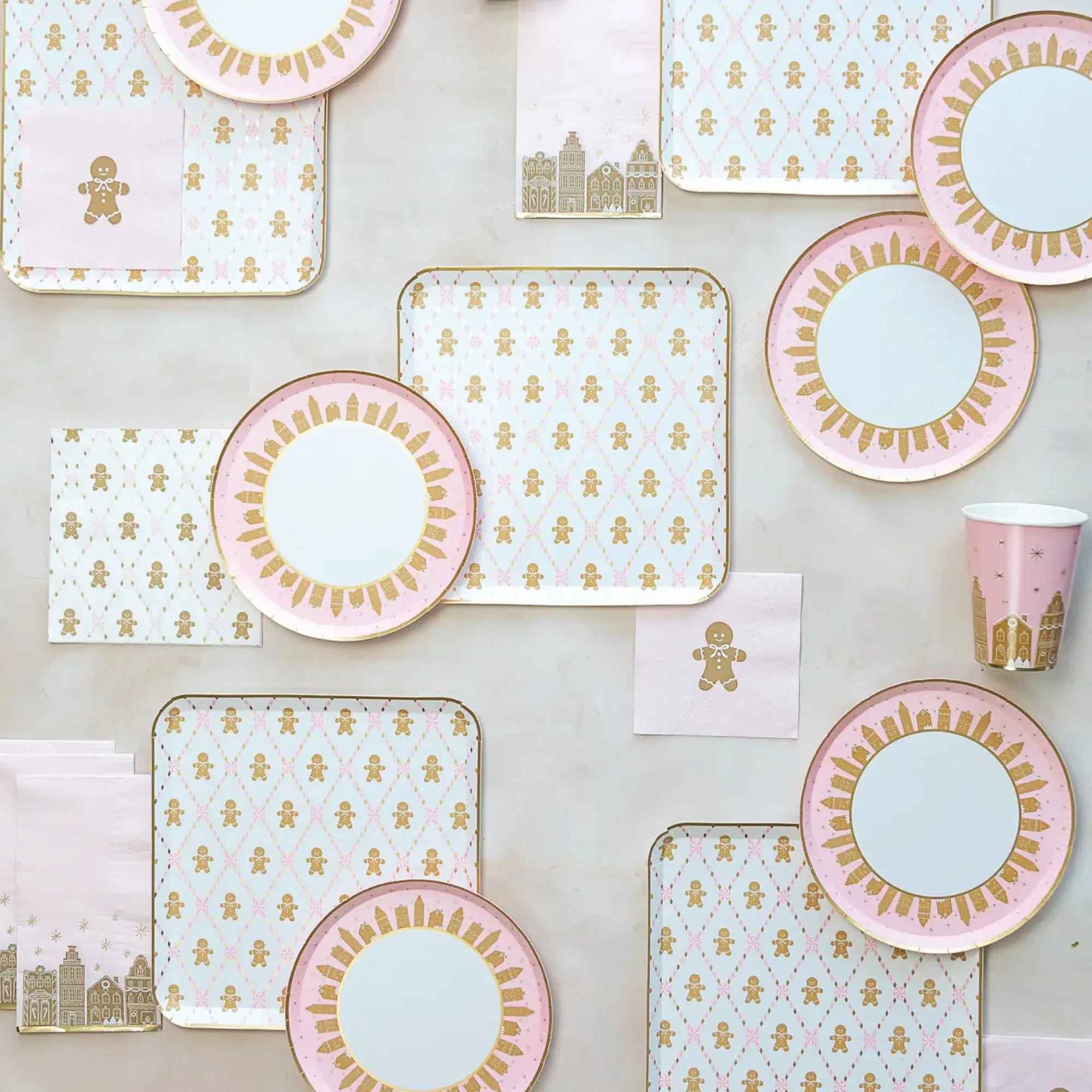 Pink Gingerbread House Village Paper Guest Towels 20ct
