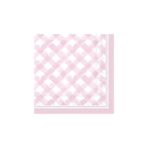 Pink Gingham Dessert Napkins 20ct