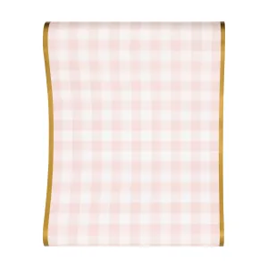 Pink Gingham Paper Table Runner 10ft