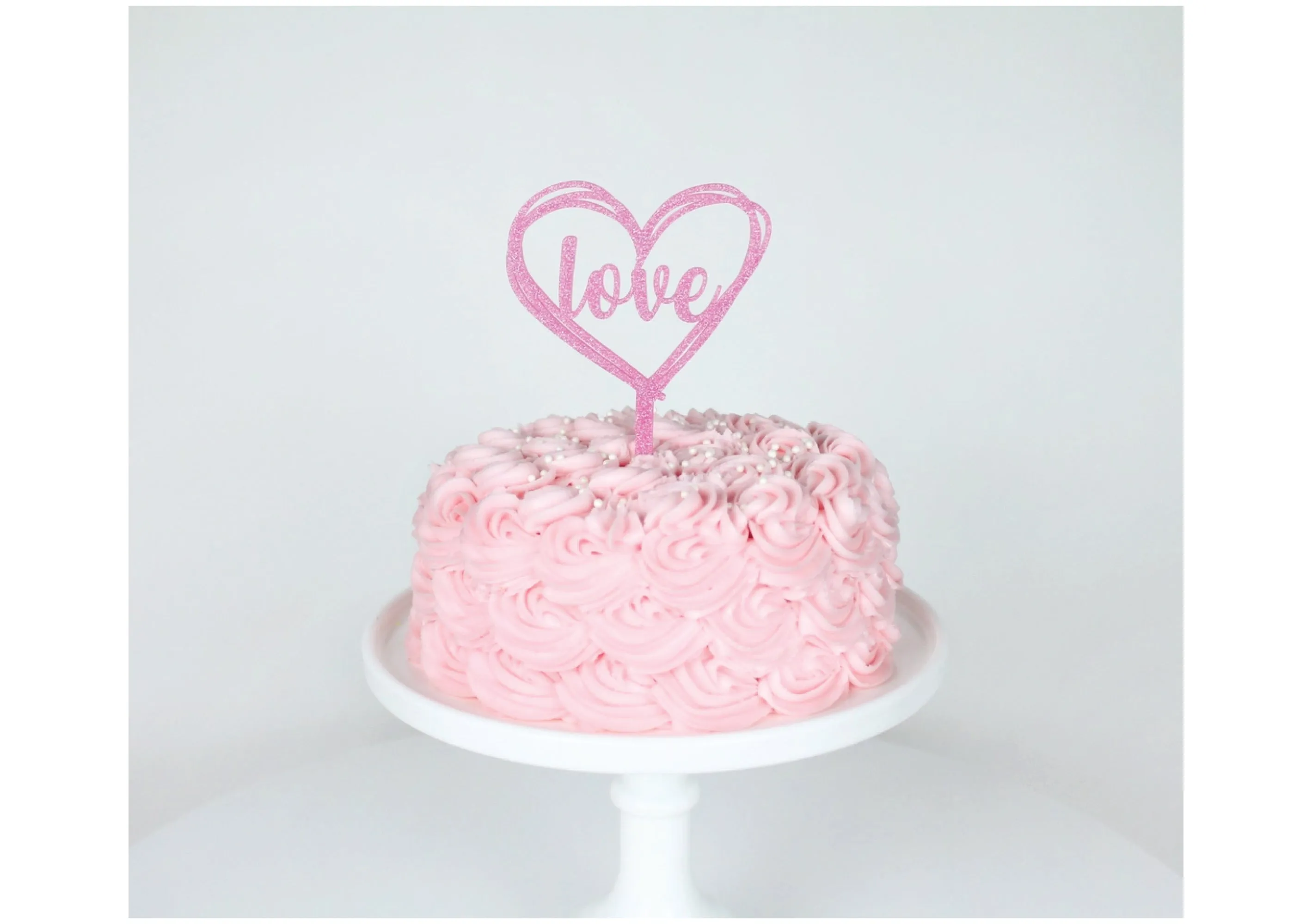 Pink Glitter Love Cake Topper
