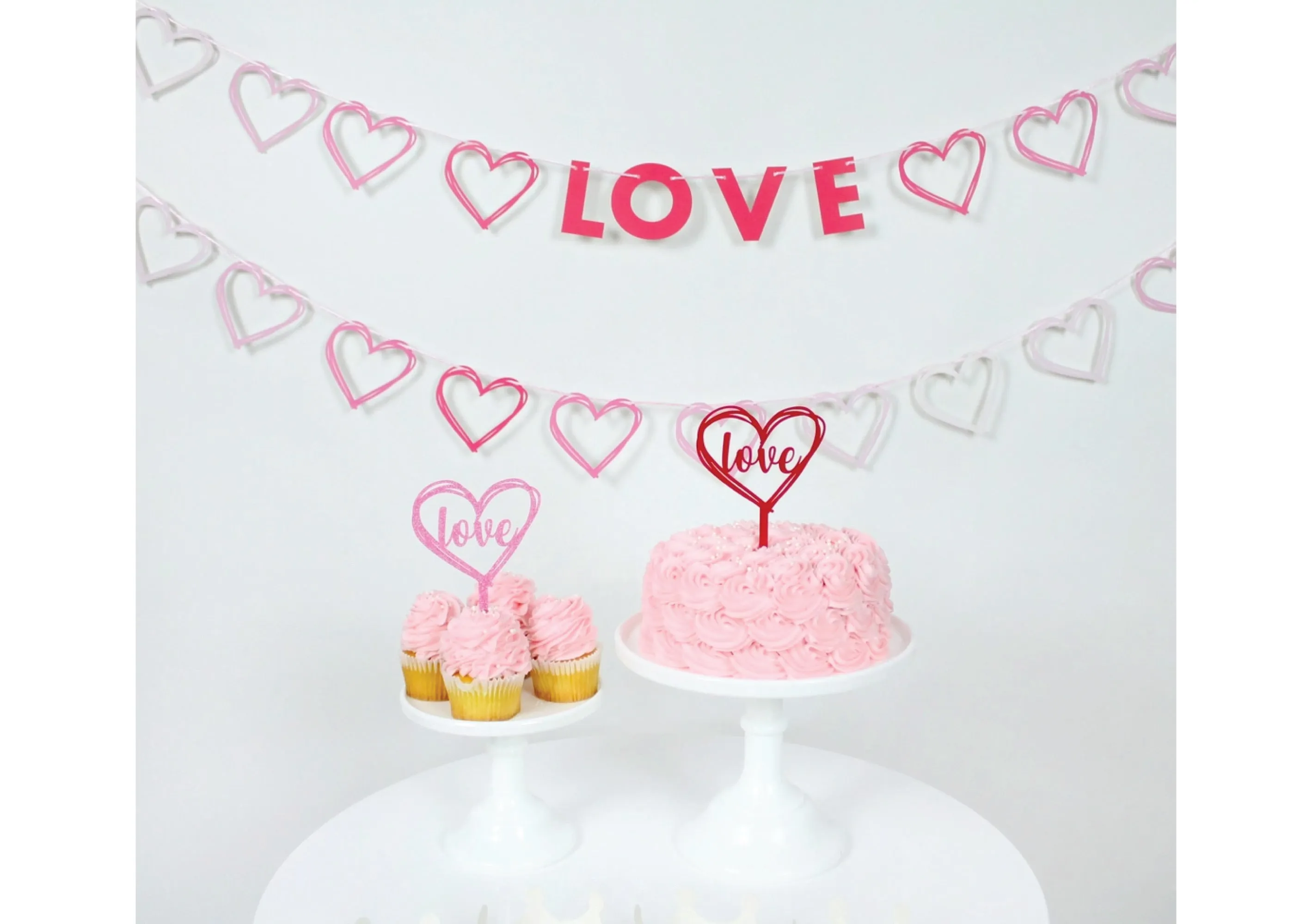 Pink Glitter Love Cake Topper