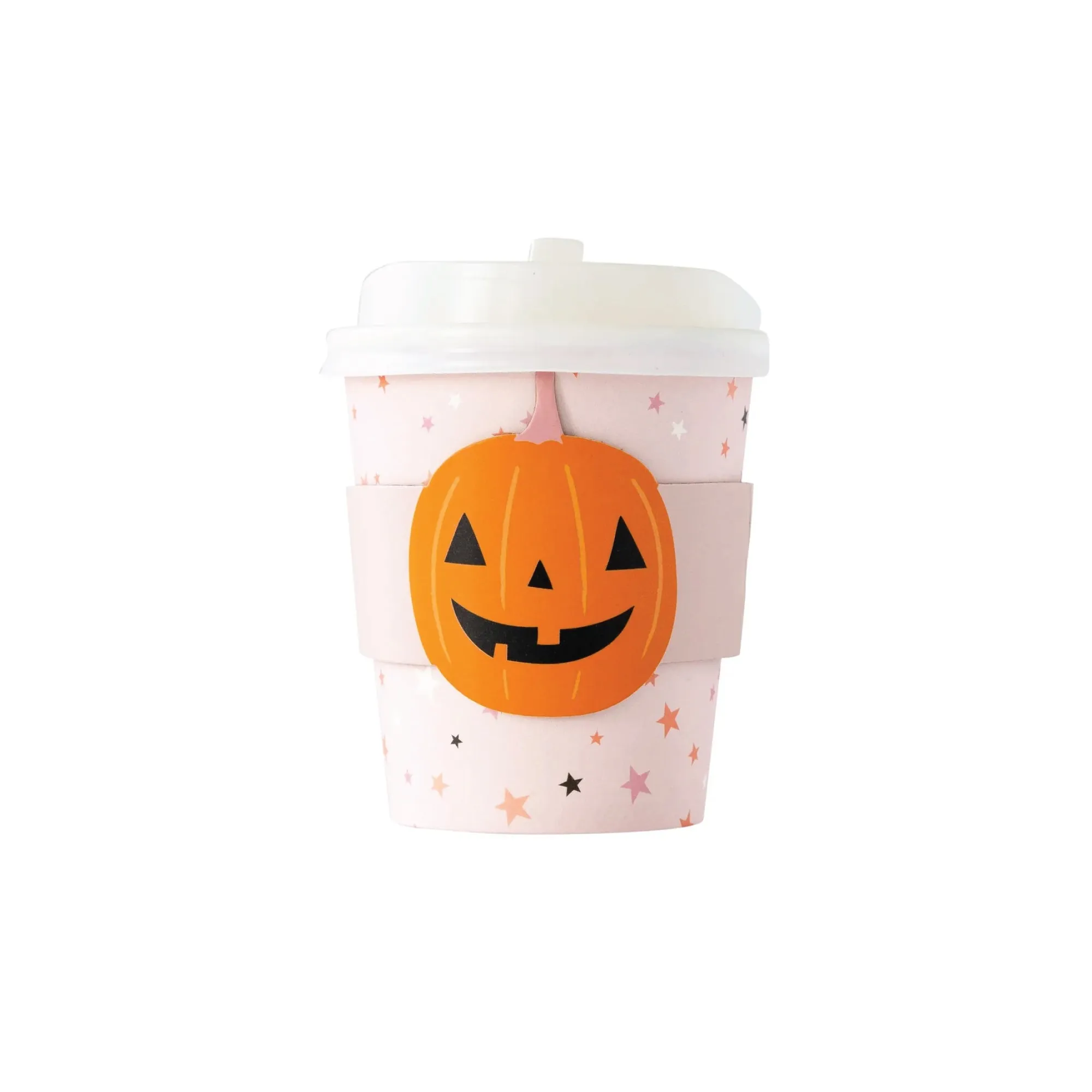 Pink Halloween Jack O'Lantern Mini Coffee Cups & Lids 8ct
