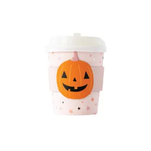 Pink Halloween Jack O'Lantern Mini Coffee Cups & Lids 8ct