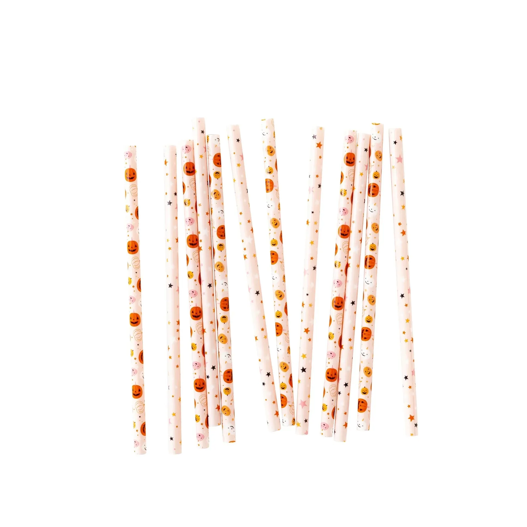 Pink Halloween Jack O'Lantern Plastic Straws 12ct