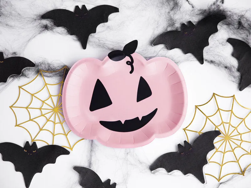 Pink Halloween Pumpkin Plates 6ct