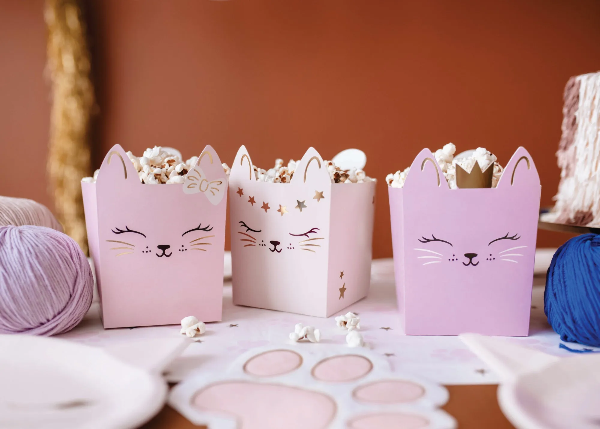Pink Kitty Cat Popcorn Boxes 3ct