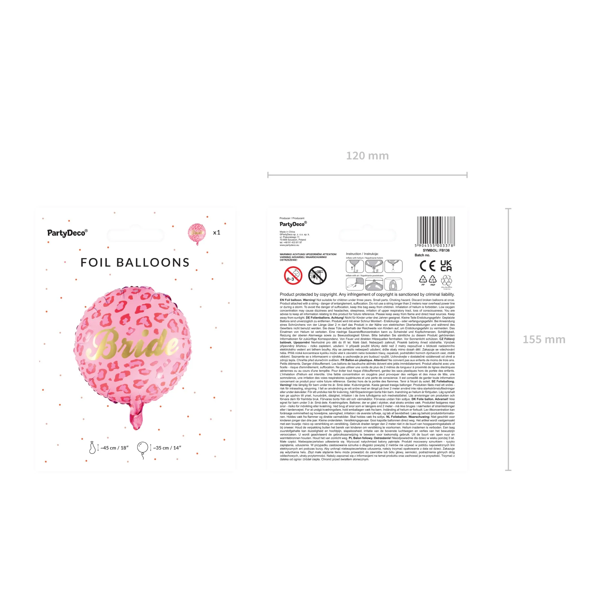 Pink Leopard Print Bride Balloon 17in