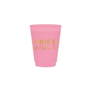 Pink Nine & Wine Frosted Plastic Cups 6ct
