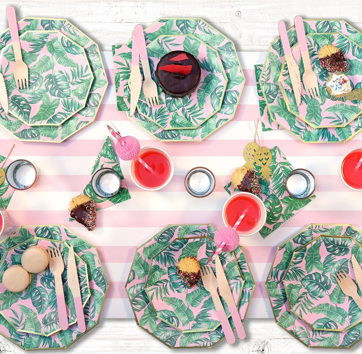 Pink Palm Leaf Cocktail Napkins 25ct