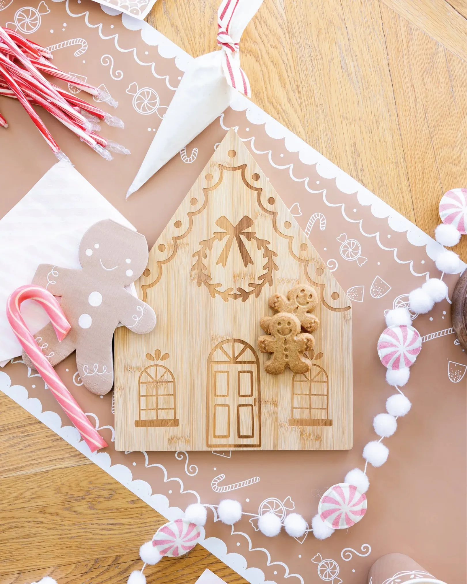 Pink Peppermint Candy Felt Ball Garland 5ft