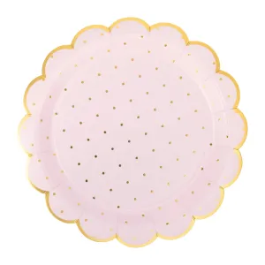 Pink Polka Dot Scalloped Lunch Plates 8ct