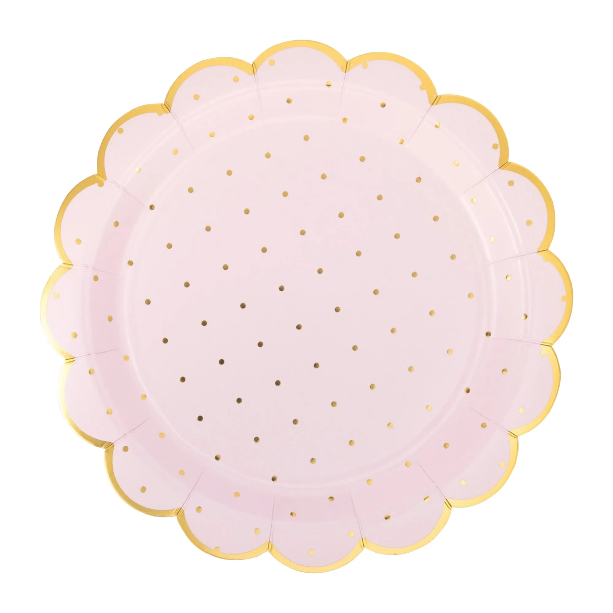 Pink Polka Dot Scalloped Lunch Plates 8ct