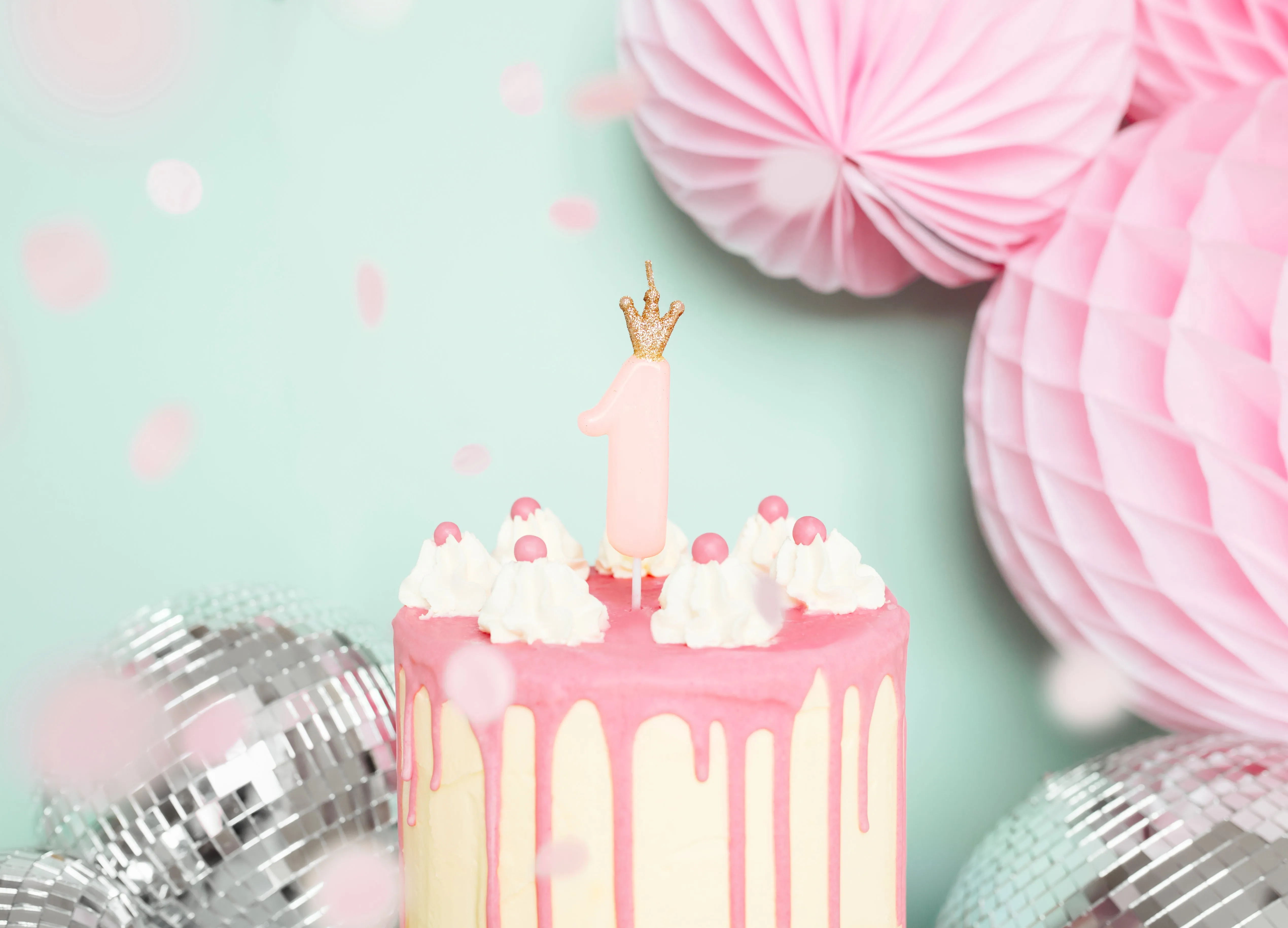 Pink Princess Number 1 Birthday Candle