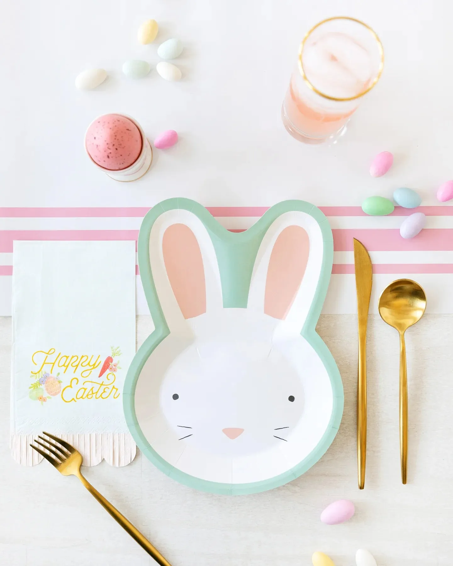 Pink Striped Paper Table Runner
