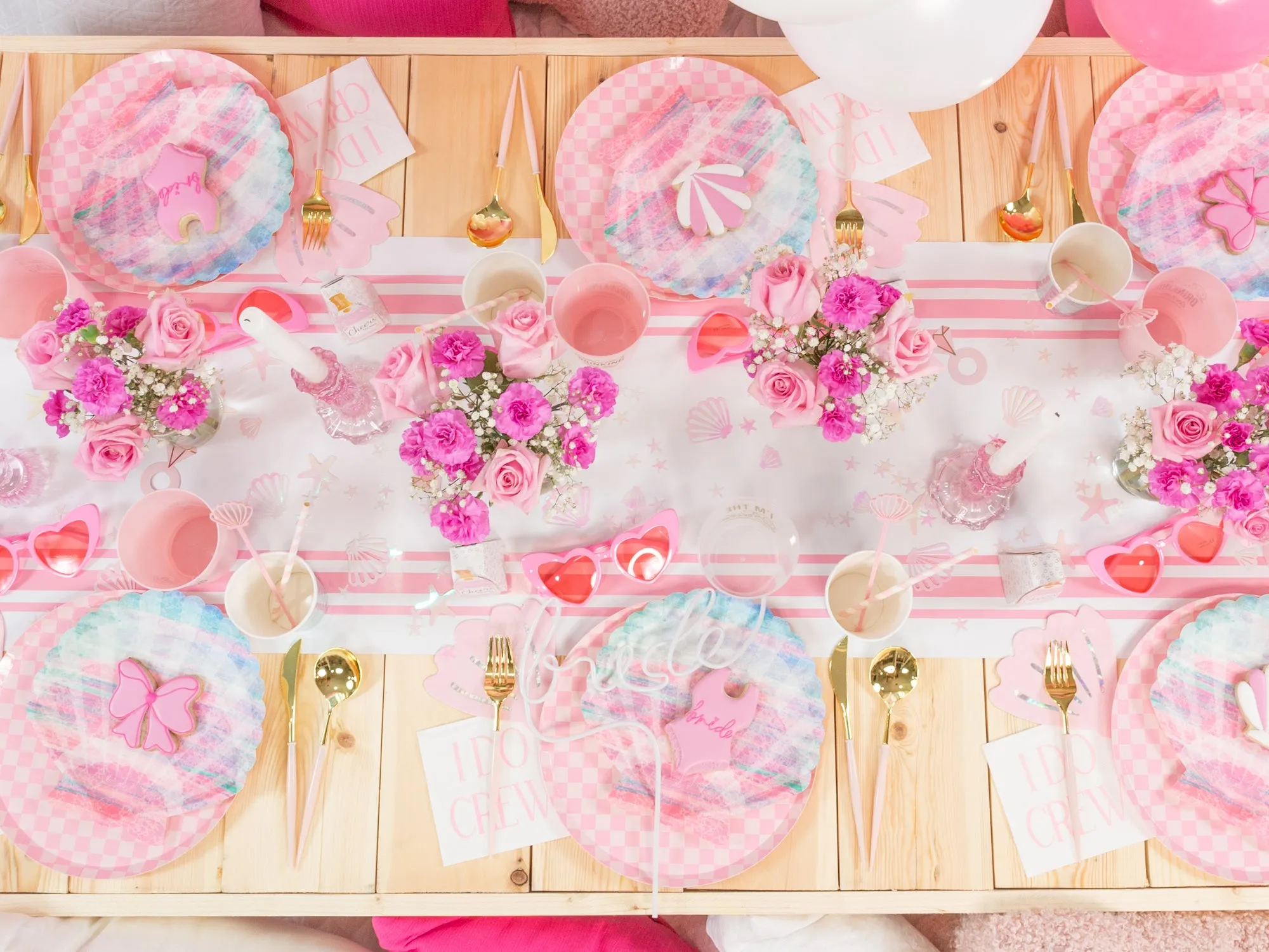 Pink Striped Paper Table Runner