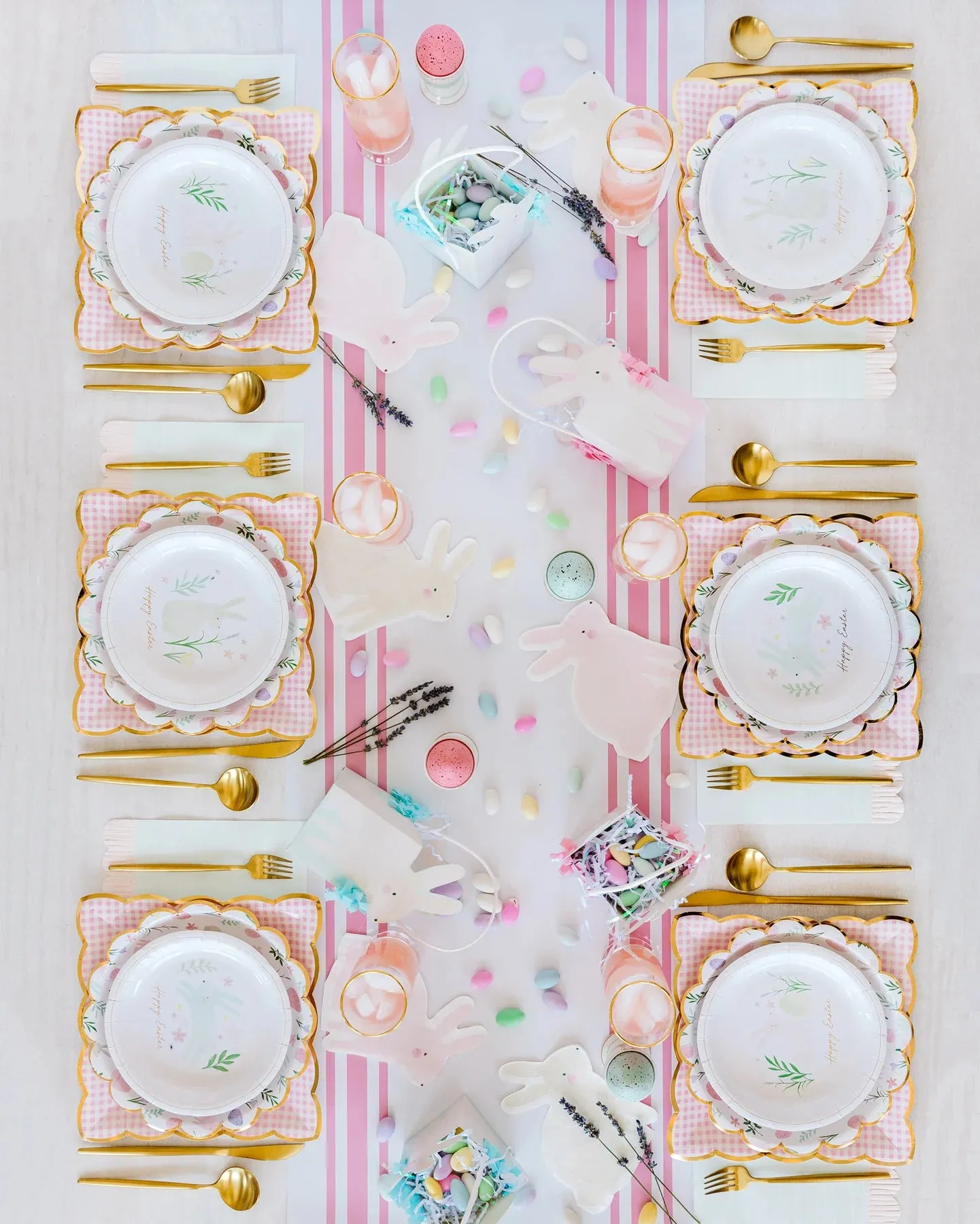Pink Striped Paper Table Runner