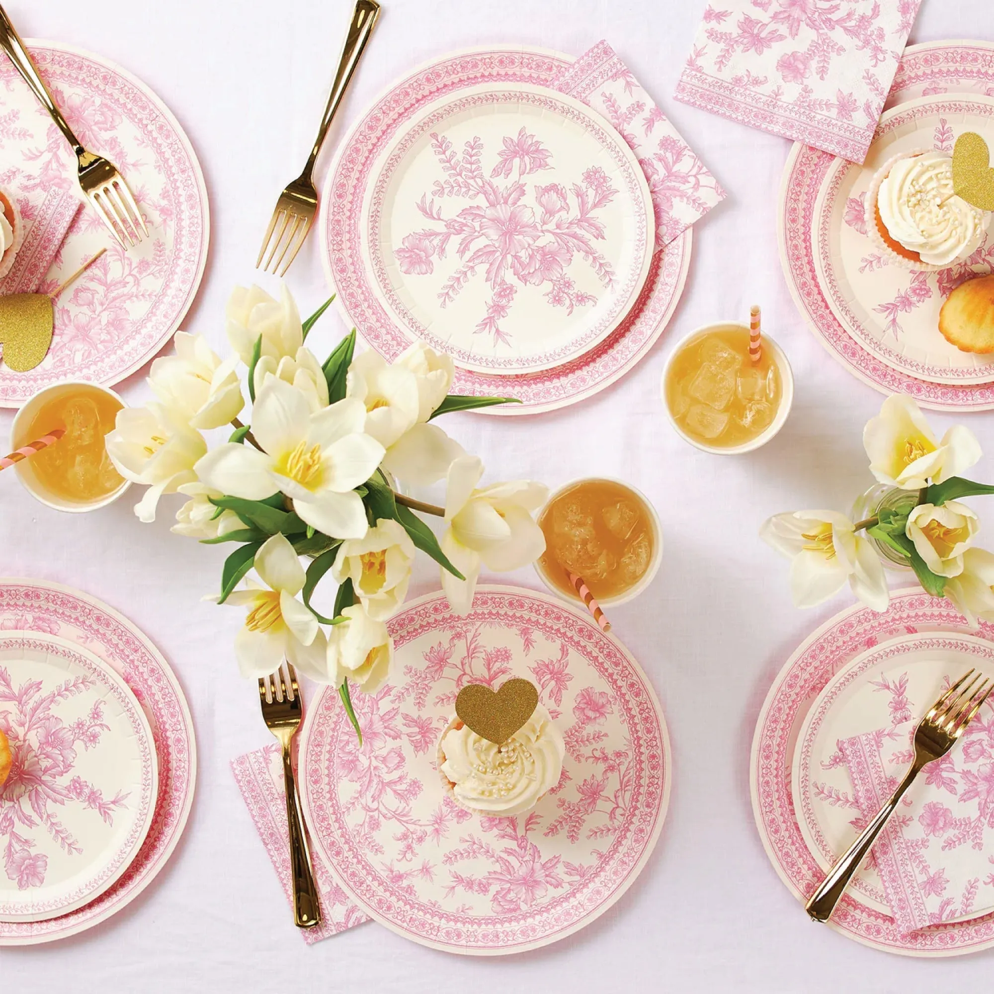 Pink Toile Dessert Napkins 25ct