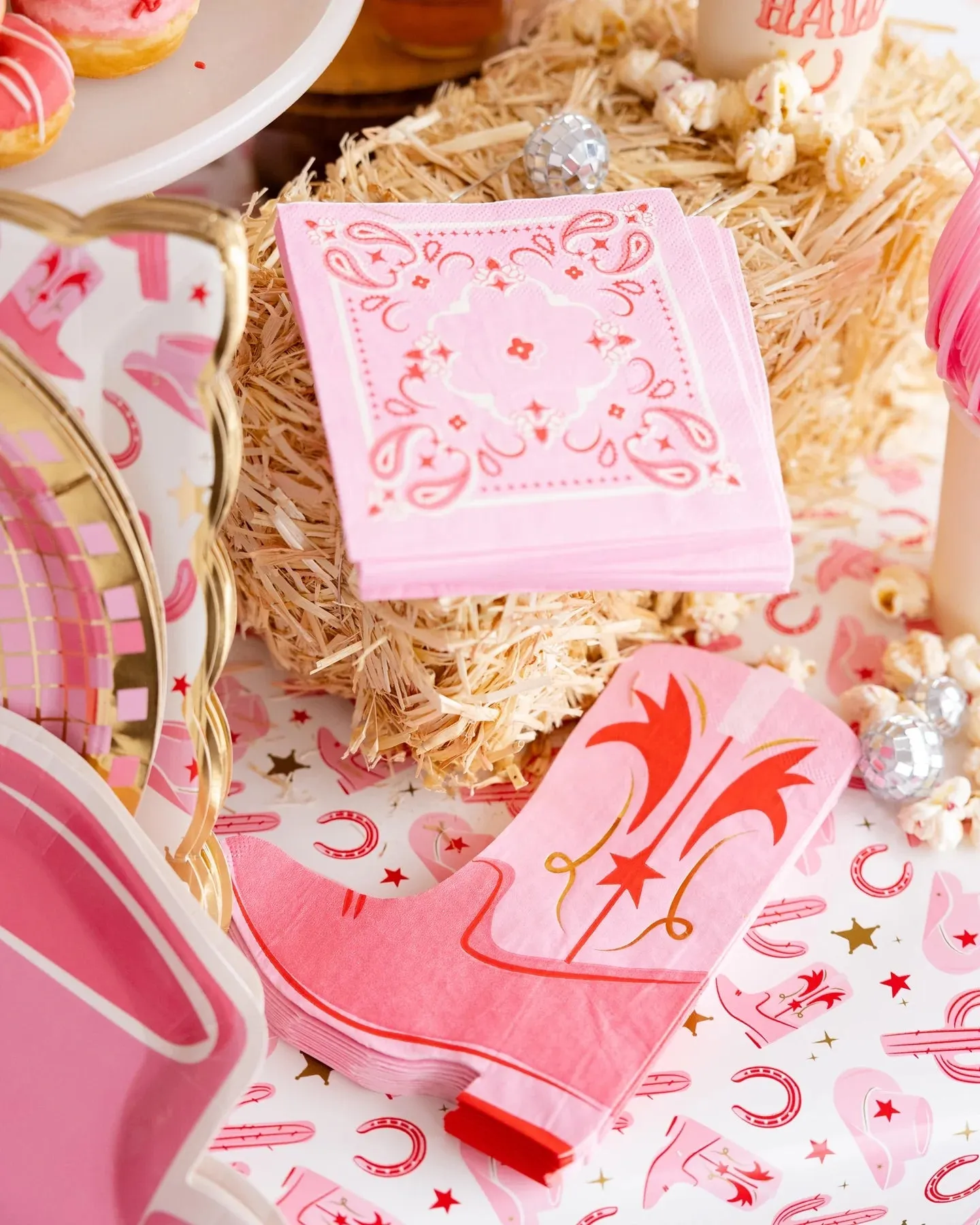 Pink Western Cowgirl Paper Table Runner 10ft