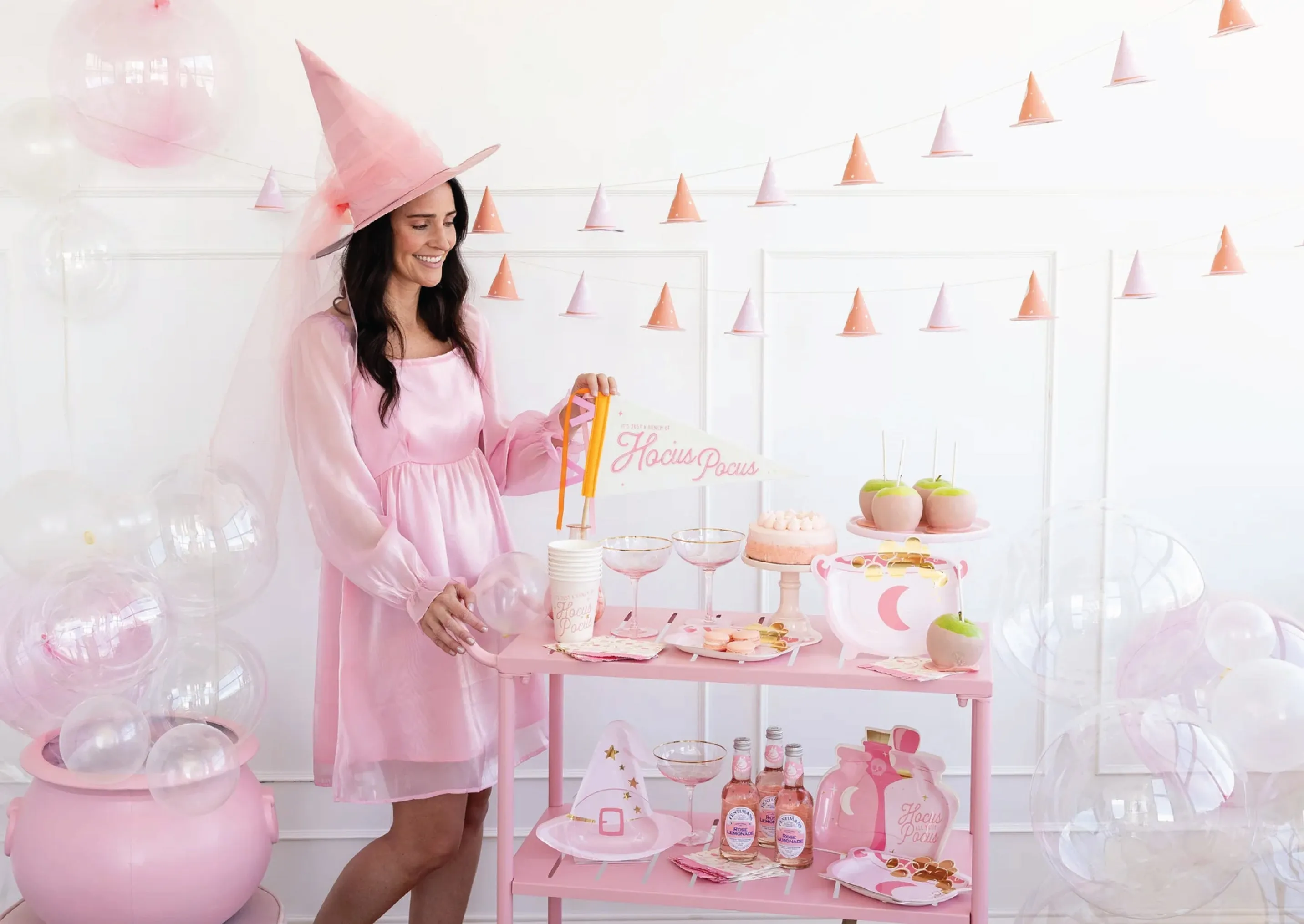 Pink Witch Hat Garland 6ft
