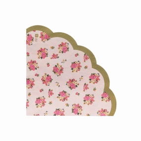 Pink Floral Scalloped Edge Lunch Napkins 50ct