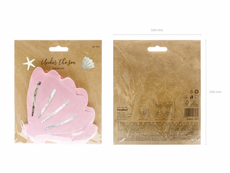Pink Seashell Dessert Napkins 20ct