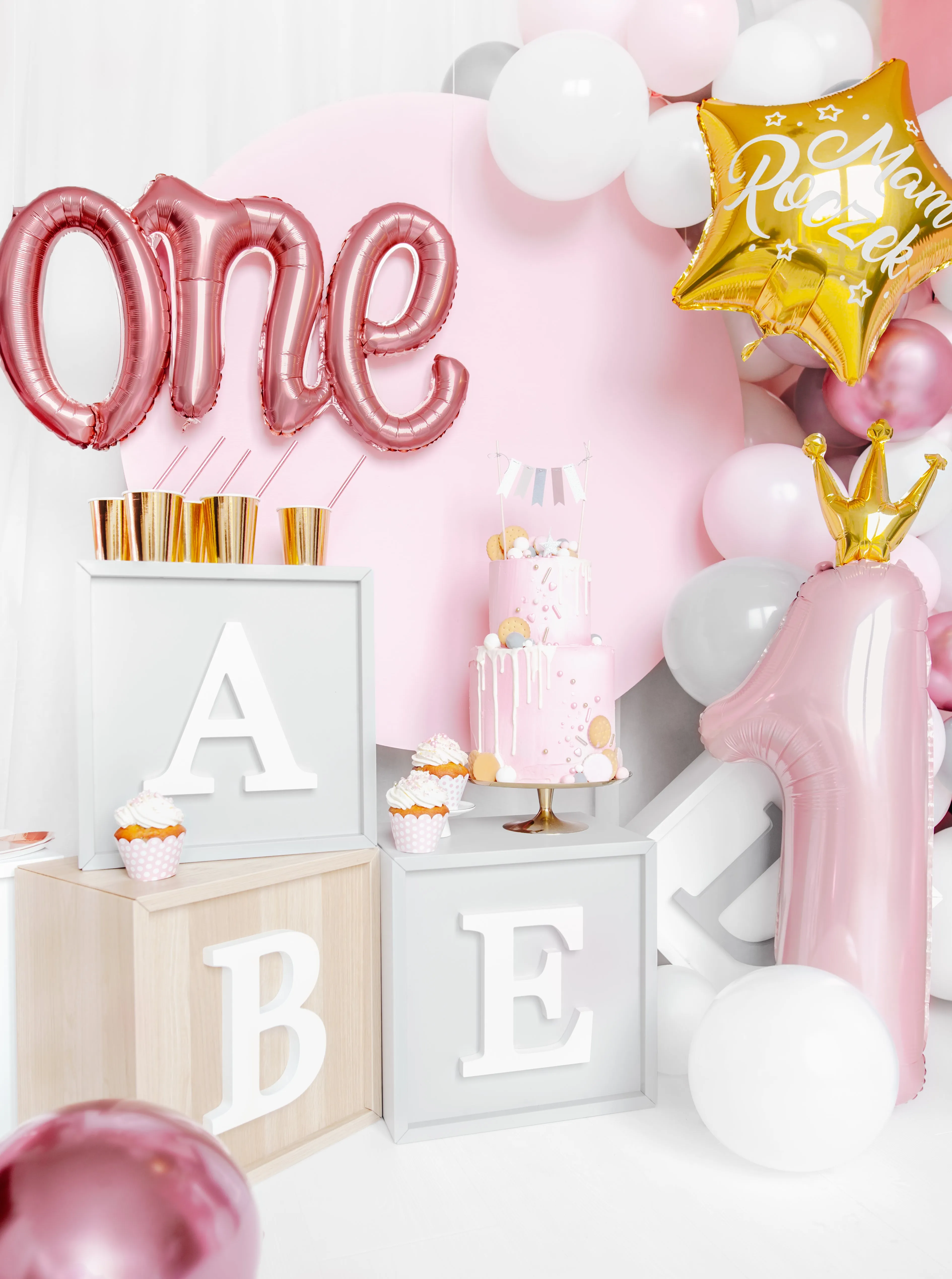 Princess Pink Foil Number 1 Balloon 35.5in