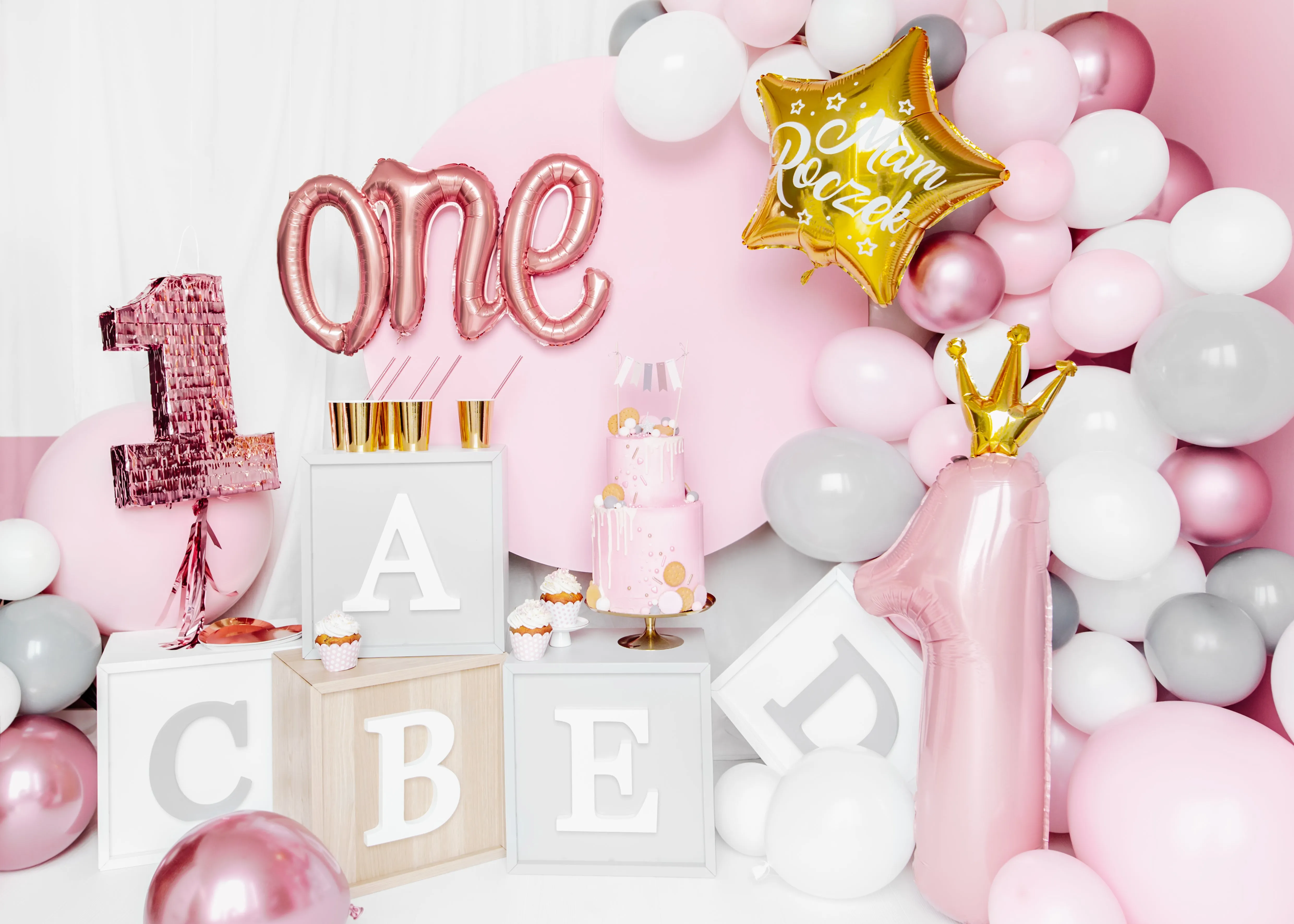 Princess Pink Foil Number 1 Balloon 35.5in