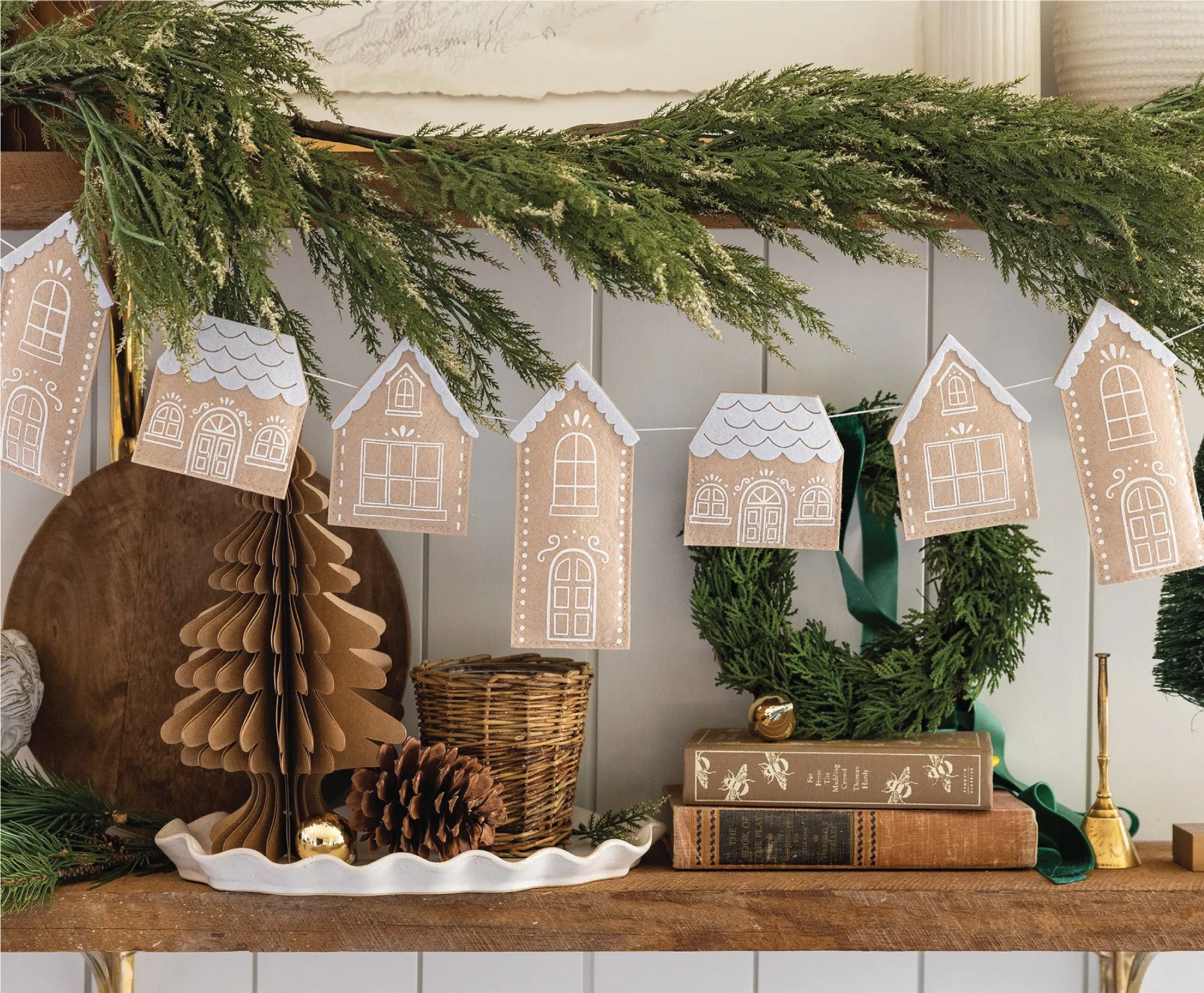 Puffy Gingerbread Houses Felt Garland 6ft