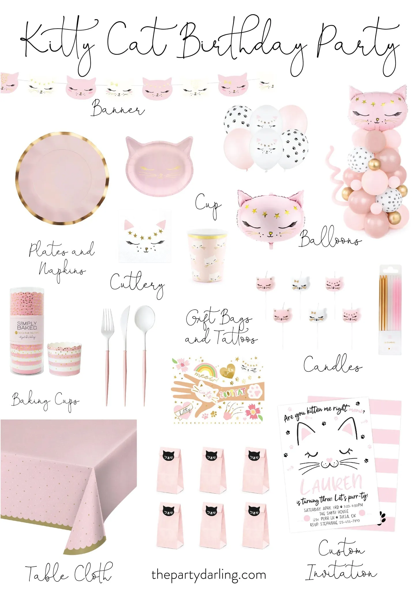 Pull String Pink Kitty Cat Piata
