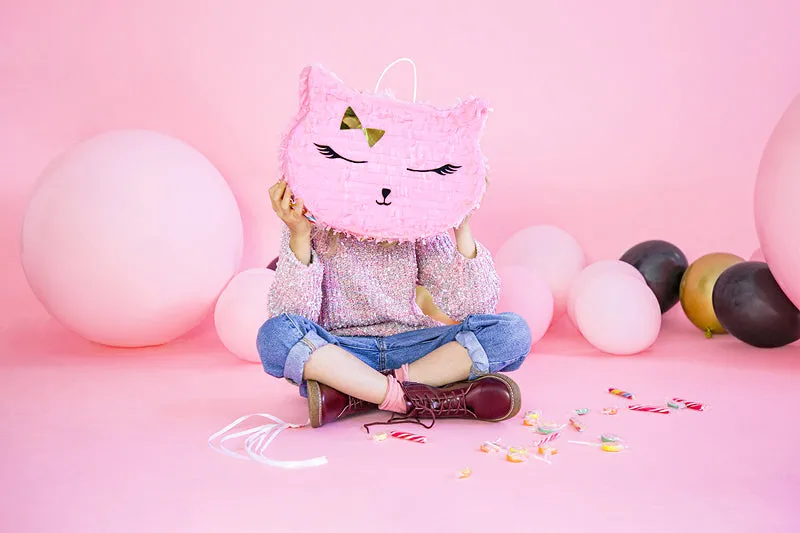 Pull String Pink Kitty Cat Piata
