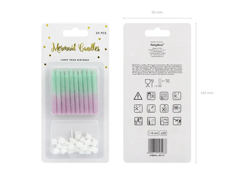 Purple & Green Ombre Birthday Candles 20ct