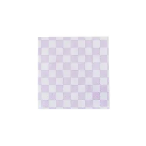 Purple Checkered Dessert Napkins 20ct