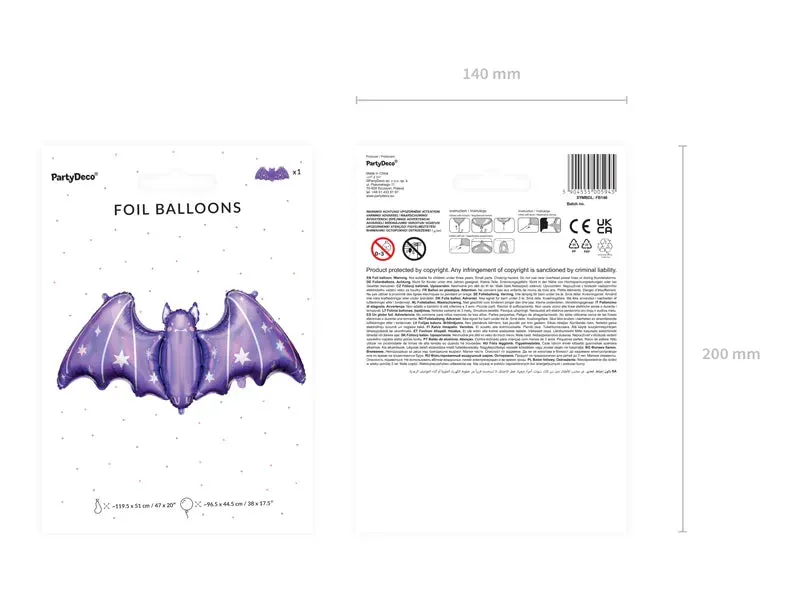 Purple Halloween Bat Balloon 47in