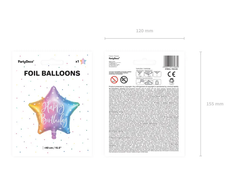 Rainbow Ombre Happy Birthday Star Balloon 15.5in