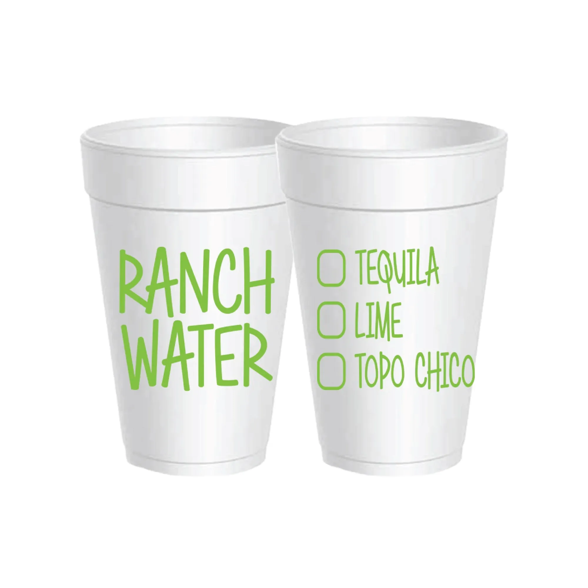 Ranch Water Styrofoam Cups with Lids 10ct