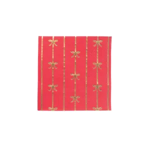 Red & Gold Bow Dessert Napkins 20ct