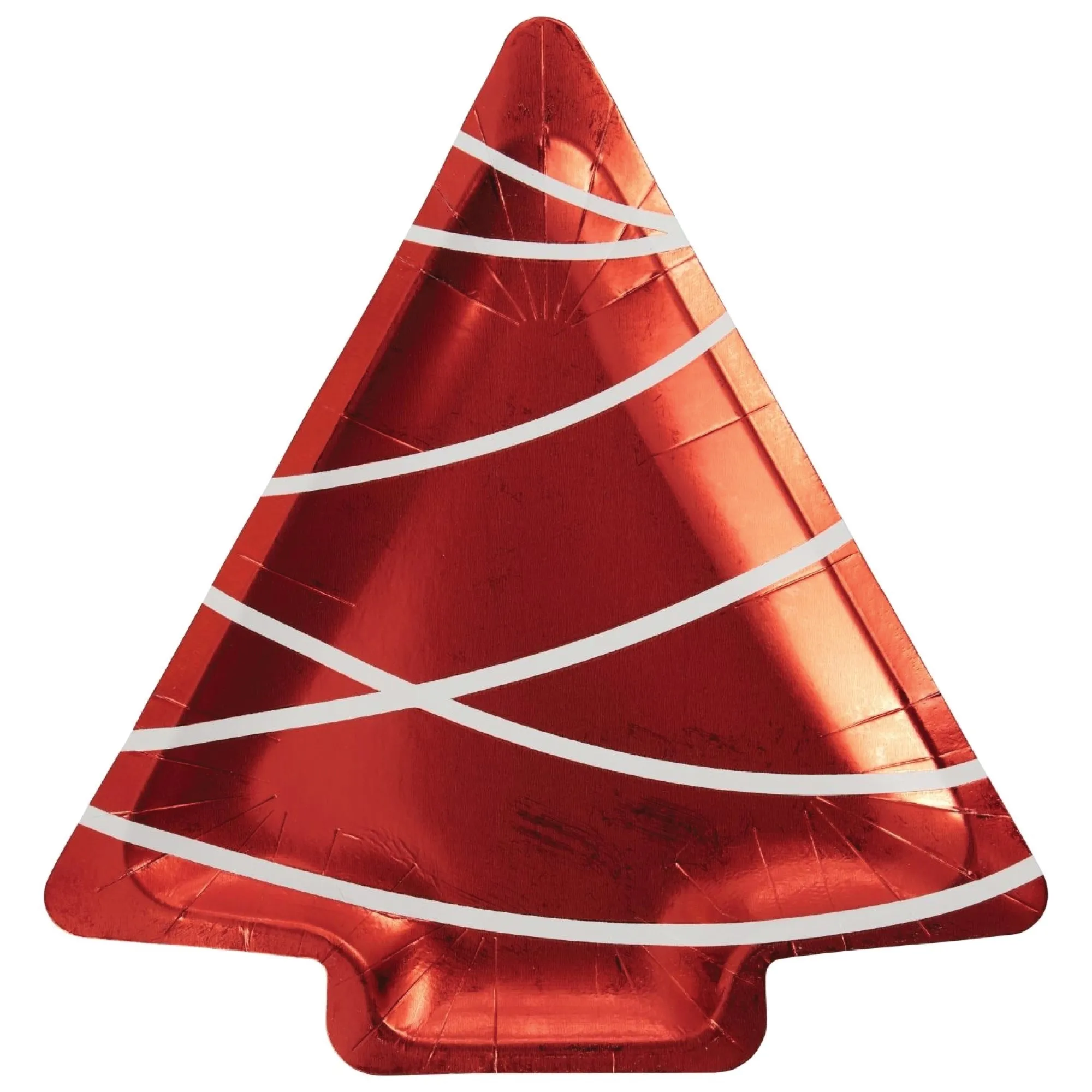 Red & Green Foil Christmas Tree Lunch Plates 8ct