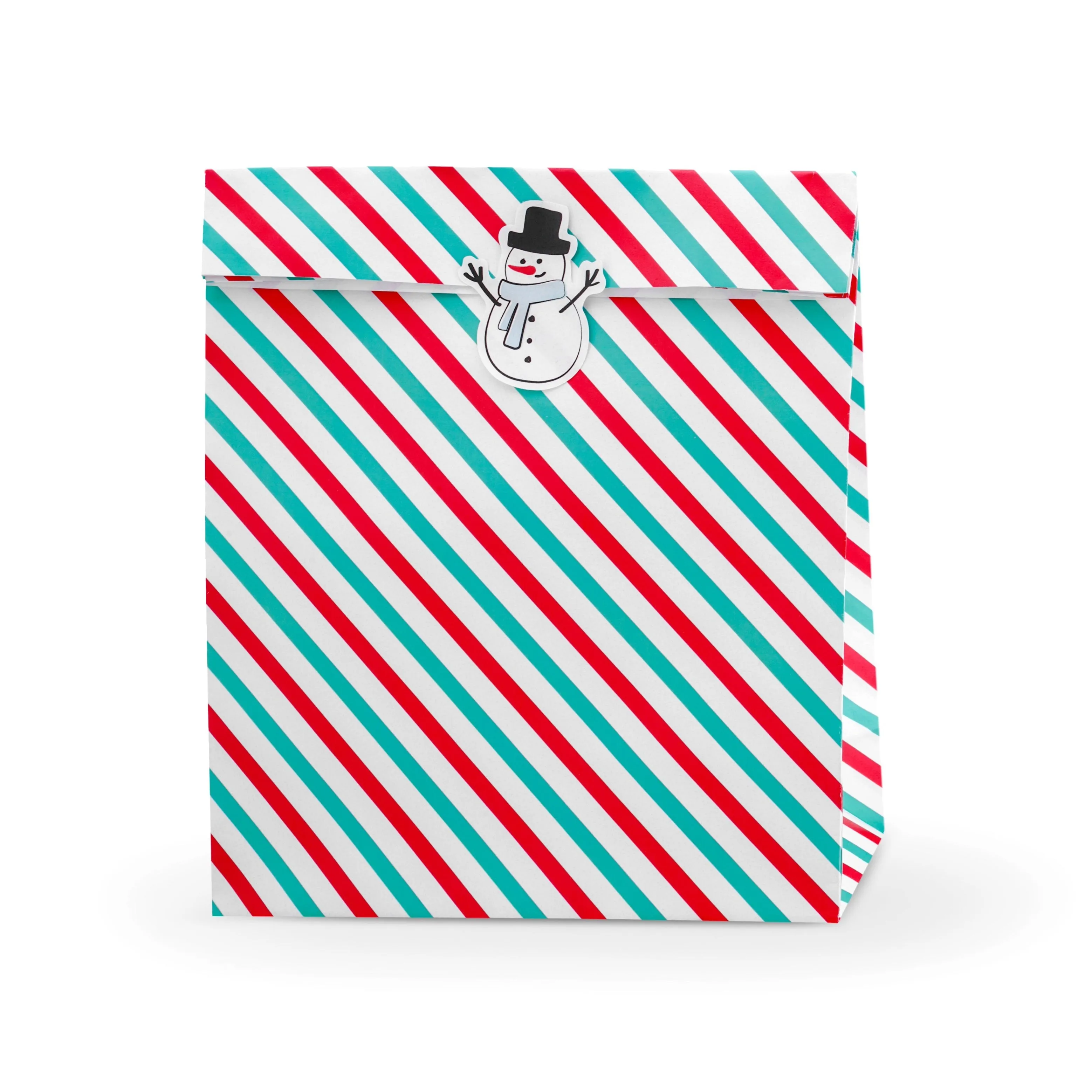 Red & Green Stripe Favor Bags 3ct