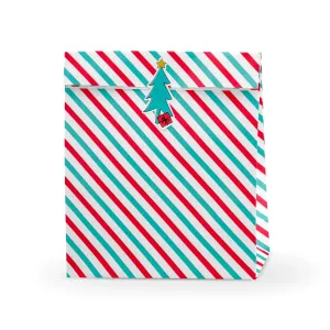 Red & Green Stripe Favor Bags 3ct