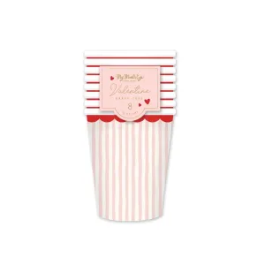 Red & Pink Striped Paper Cups 8ct