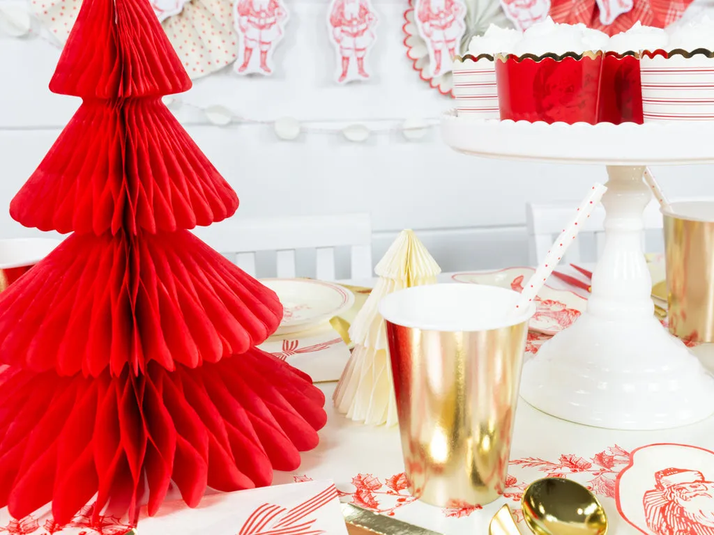 Red Christmas Tree Honeycomb Paper Centerpiece 12in