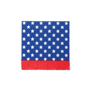 Red Fringe. White Stars & Blue Dessert Napkins 24ct